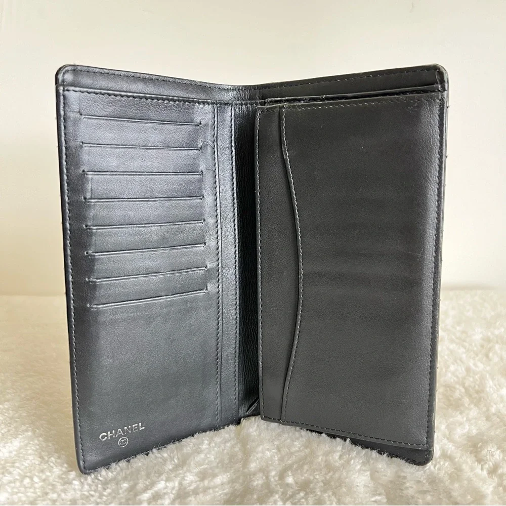 Chanel Classic Long Flap Wallet in Black Quilted Patent Leather